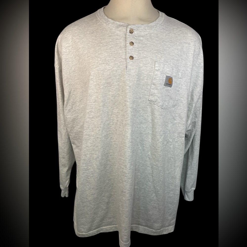 Carhartt Light Gray Long Sleeve Henley Shirt Men’s 4XL